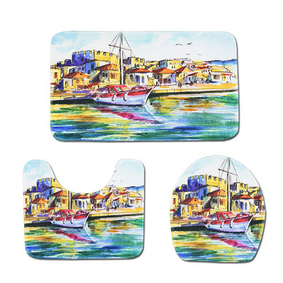 Zeegle Kupaonska prostirka 3 komada Set kupaonskih prostirača WC prostirka Flanel Kupaonska prostirka Podne prostirke Upijajući kupaonski tepih Podna prostirka