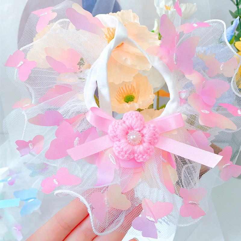 Vilinski cvjetni mačji rubac, podesiva ogrlica za mačiće sa zvonom, ogrlica za kućne ljubimce, slatki šal za male pse, slatki dodaci za mačiće