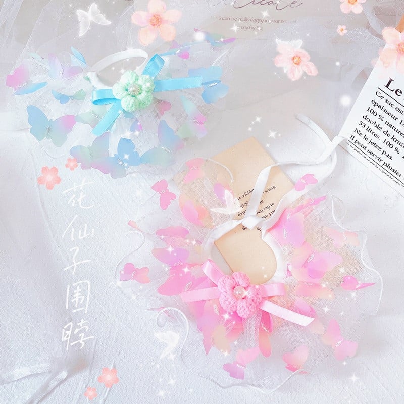 Vilinski cvjetni mačji rubac, podesiva ogrlica za mačiće sa zvonom, ogrlica za kućne ljubimce, slatki šal za male pse, slatki dodaci za mačiće