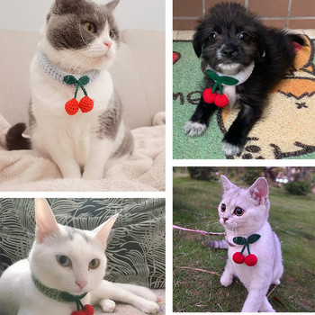Κερασόκολα για γάτες Πλεκτό κολιέ με μπάλα για σκύλους κατοικίδιων ζώων Χαριτωμένη ρυθμιζόμενη γραβάτα Χειροκίνητο Kitty Scarf Χριστουγεννιάτικα αξεσουάρ για κατοικίδια