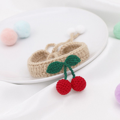 Trešnja ogrlica za mačke Kućni psi Pletena ogrlica s lopticom Slatka podesiva kravata Ručna maca Šal Božićni dodaci za kućne ljubimce