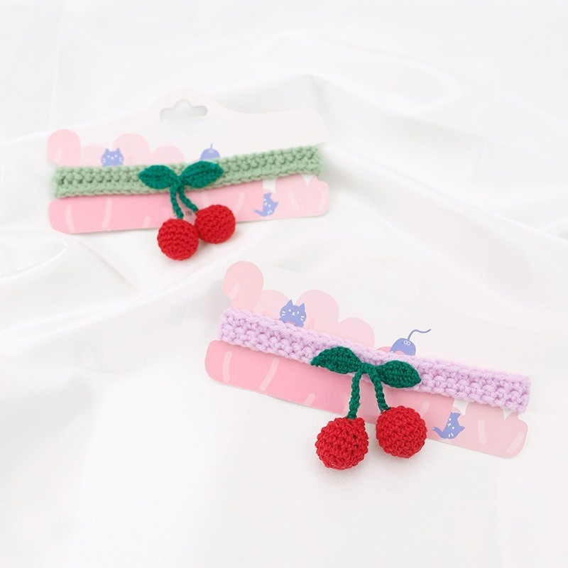 Trešnja ogrlica za mačke Kućni psi Pletena ogrlica s lopticom Slatka podesiva kravata Ručna maca Šal Božićni dodaci za kućne ljubimce