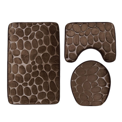 Bieza flaneļa vannas istabas paklāji tualetes paklāji 3D bruģa reljefs vannas paklāji Vannas istabas neslīdoši paklāji tualetes grīdas paklāji