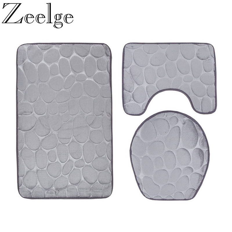 Bieza flaneļa vannas istabas paklāji tualetes paklāji 3D bruģa reljefs vannas paklāji Vannas istabas neslīdoši paklāji tualetes grīdas paklāji