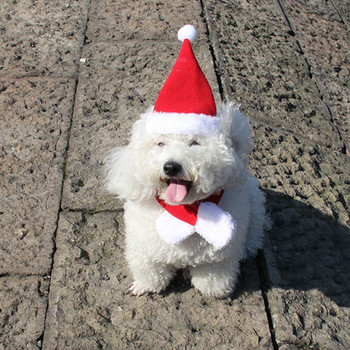 Χριστουγεννιάτικο καπέλο και κασκόλ για γάτα, χριστουγεννιάτικα καπέλα γάτα με κασκόλ - Χριστουγεννιάτικο σετ κοστουμιών Puppy Kitten Cosplay για Small Pet Cat Dog