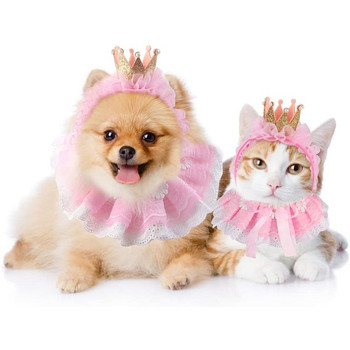 Γάτα Μπαντάνα Πριγκίπισσα Γάτα Κοστούμια Χαριτωμένα Δαντελένια Σκυλιά Μπαντάνες Γάτα Στέμμα Αξεσουάρ για γατάκια Μικρά σκυλιά Στολή Κοριτσιού Πάρτι γενεθλίων
