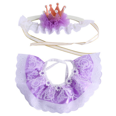 Mačka Bandana Princess Cat Kostimi Slatke čipkaste pseće bandane Mačja kruna Dodaci za mačiće Male pse Odijelo za djevojčice Rođendanska zabava