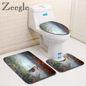 Zeegle 3D printani Wapiti set prostirki za kupaonicu Neklizajući postolje, tepih, poklopac, poklopac za WC školjku, upijajuća voda, prostirka za kupaonicu, prostirka za noge, podna prostirka za WC školjku
