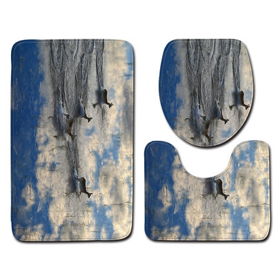 Zeegle 3D printani Wapiti set prostirki za kupaonicu Neklizajući postolje, tepih, poklopac, poklopac za WC školjku, upijajuća voda, prostirka za kupaonicu, prostirka za noge, podna prostirka za WC školjku
