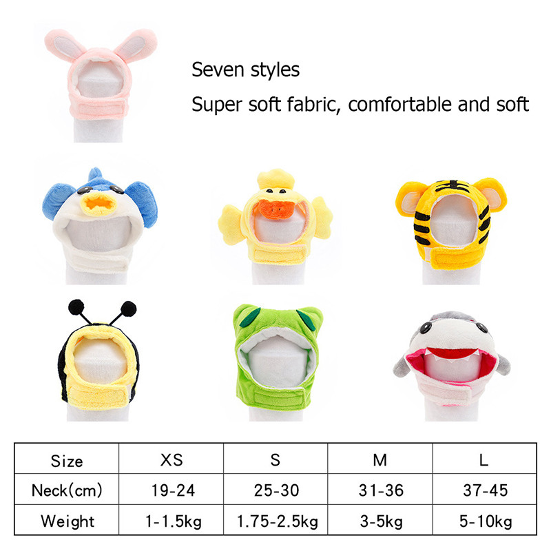 Crtani smiješni kostim za kape za kućne ljubimce Topli šešir od zeca Morski pas Pile Tigar Kit Pčela Žaba Cosplay kapa Plišana kapa za glavu Dodaci za kućne ljubimce Vruće