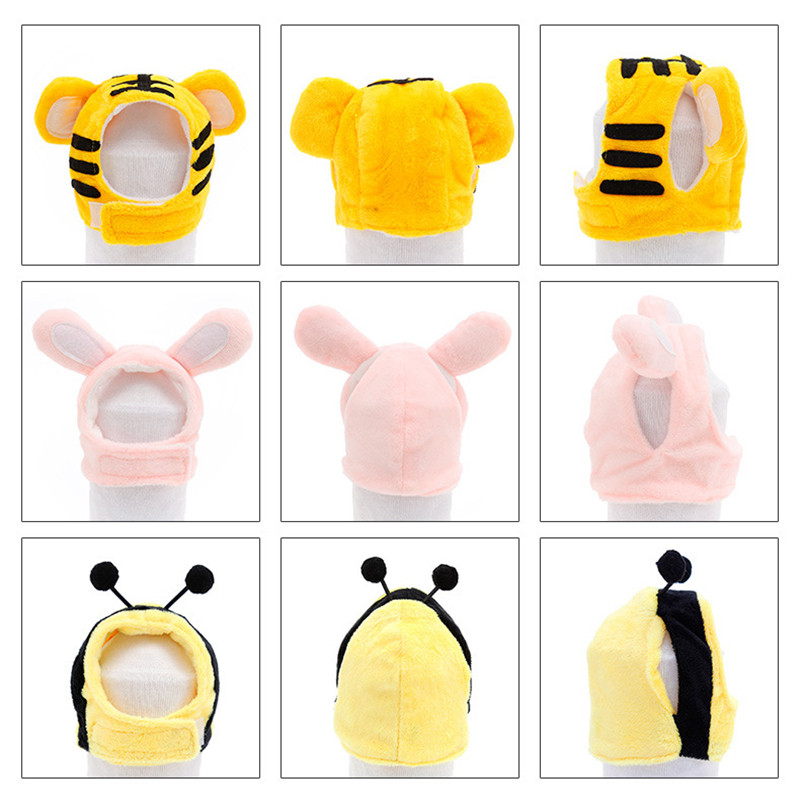 Crtani smiješni kostim za kape za kućne ljubimce Topli šešir od zeca Morski pas Pile Tigar Kit Pčela Žaba Cosplay kapa Plišana kapa za glavu Dodaci za kućne ljubimce Vruće