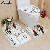 Otthoni dekorációs toalett szőnyeg szett 3D nyomtatás Fürdőszoba szőnyeg szőnyeg nedvszívó WC ülőkehuzat szőnyeg és csúszásmentes padlószőnyeg szett