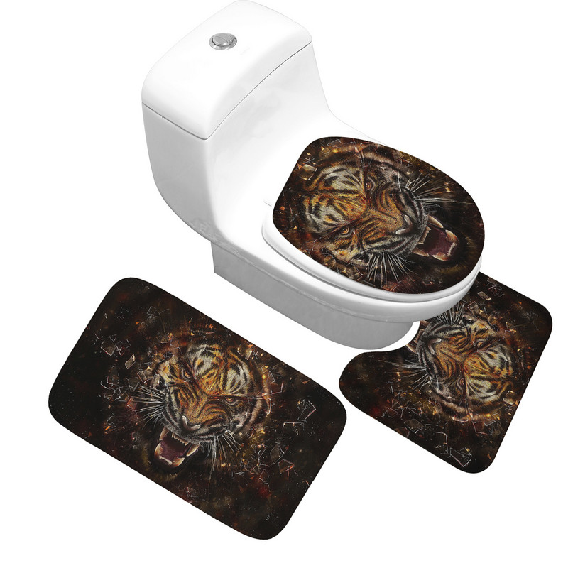 Zeegle Leopard Tiger 3tk/komplekt Vannitoa vaip Memory Foam vannimatt Libisemiskindel matt WC-le Vannitoa vaip Imav vannitoamatt