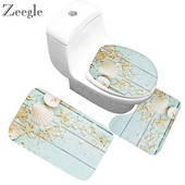 Zeegle 3 kom/set Neklizajuća flanelska kupaonska prostirka za kupaonicu Otisnuta podloga za WC školjku Podna prostirka za kupaonicu Jastučić za noge