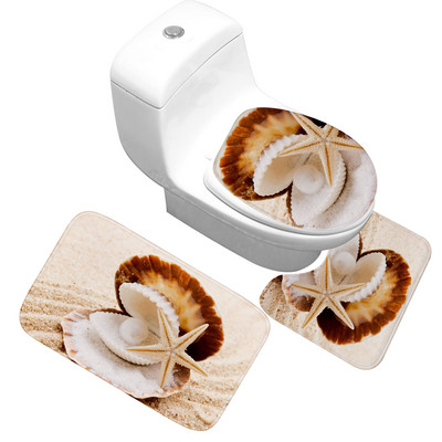 Zeegle 3 kom/set Neklizajuća flanelska kupaonska prostirka za kupaonicu Otisnuta podloga za WC školjku Podna prostirka za kupaonicu Jastučić za noge