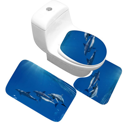 Zeegle 3 kom/set Neklizajuća flanelska kupaonska prostirka za kupaonicu Otisnuta podloga za WC školjku Podna prostirka za kupaonicu Jastučić za noge