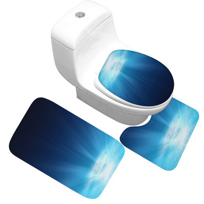 Zeegle 3 kom/set Neklizajuća flanelska kupaonska prostirka za kupaonicu Otisnuta podloga za WC školjku Podna prostirka za kupaonicu Jastučić za noge