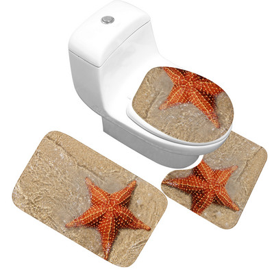 Zeegle 3 kom/set Neklizajuća flanelska kupaonska prostirka za kupaonicu Otisnuta podloga za WC školjku Podna prostirka za kupaonicu Jastučić za noge