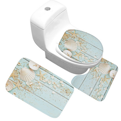 Zeegle 3 kom/set Neklizajuća flanelska kupaonska prostirka za kupaonicu Otisnuta podloga za WC školjku Podna prostirka za kupaonicu Jastučić za noge