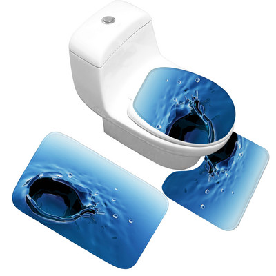 Zeegle 3 kom/set Neklizajuća flanelska kupaonska prostirka za kupaonicu Otisnuta podloga za WC školjku Podna prostirka za kupaonicu Jastučić za noge