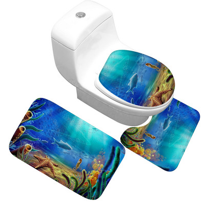 Zeegle 3 kom/set Neklizajuća flanelska kupaonska prostirka za kupaonicu Otisnuta podloga za WC školjku Podna prostirka za kupaonicu Jastučić za noge