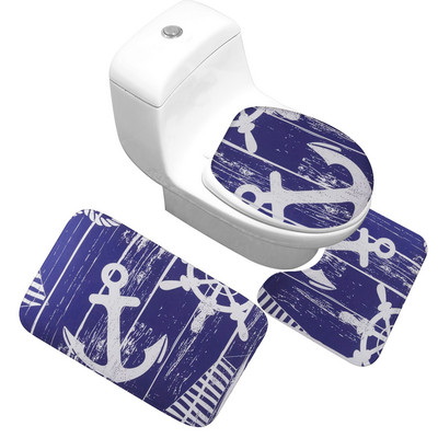 Zeegle 3 kom/set Neklizajuća flanelska kupaonska prostirka za kupaonicu Otisnuta podloga za WC školjku Podna prostirka za kupaonicu Jastučić za noge