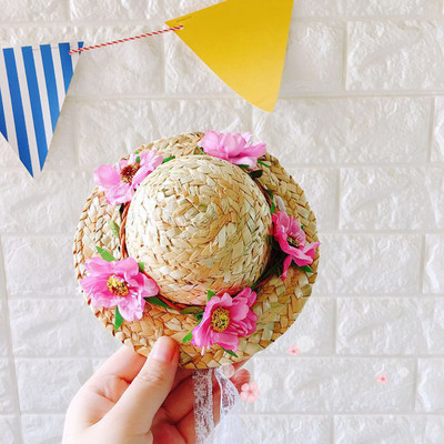 9 cm proljetni suncokret cvjetni mačji slamnati šešir Sombrero za plažu Slatki pas Kapa za sunčanje Šeširi za zabave Havajski stil Kućni ljubimci Šešir za pse Dodaci