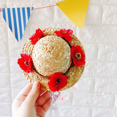 9 cm proljetni suncokret cvjetni mačji slamnati šešir Sombrero za plažu Slatki pas Kapa za sunčanje Šeširi za zabave Havajski stil Kućni ljubimci Šešir za pse Dodaci