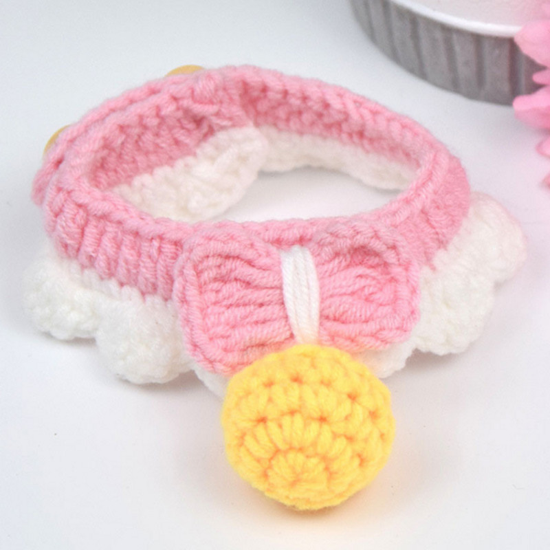 Slatka kravata s mašnom Ručno pletene ogrlice za mačke Mali psi Zvono za pletenje Slatka pletena mačka koja zvoni Tiha ogrlica Dodaci za kućne ljubimce