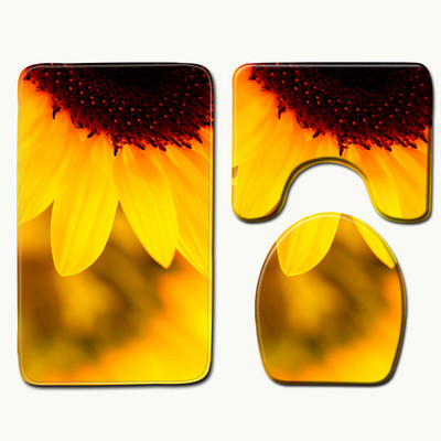 Zeegle Prostirka za kupaonicu sa cvjetnim uzorkom od 3 komada Protivklizna kupaonska prostirka za kupaonicu Prostirka za tuširanje Flanelska upijajuća navlaka za WC školjku Prostirke za kupaonicu