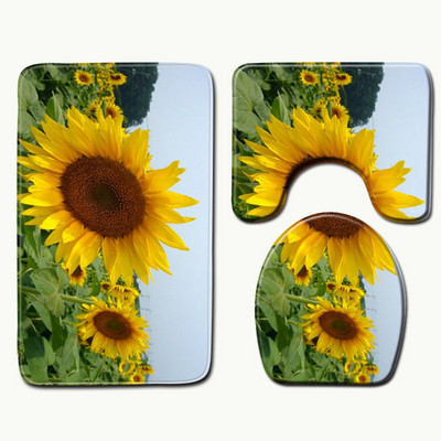 Zeegle Prostirka za kupaonicu sa cvjetnim uzorkom od 3 komada Protivklizna kupaonska prostirka za kupaonicu Prostirka za tuširanje Flanelska upijajuća navlaka za WC školjku Prostirke za kupaonicu