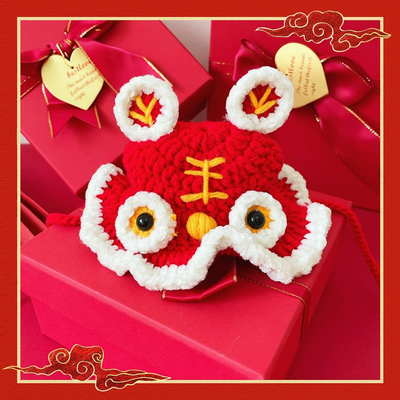 Smiješni vez Mačka Kostim Šešir Slatka životinja Pas Ljubimac Kapa Pokrivalo za glavu Kravata Tigar Cosplay odjeća za mačiće Dodaci za Novu godinu