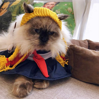 Καπέλο κεφαλής γάτας Χειροποίητο καπέλο πλεξούδας Καπέλο περούκα γάτας Κοντό αμερικανικό κοντό κάλυμμα κεφαλής γάτας Αξεσουάρ για κατοικίδια Πλεκτό καπέλο