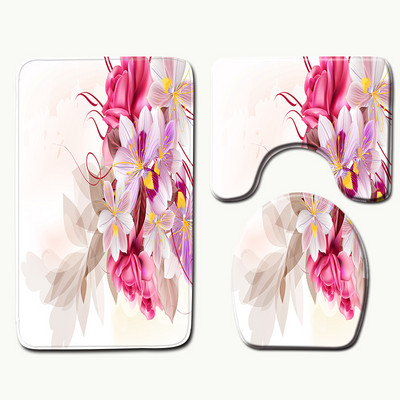 Zeegle Set prostirki za kupaonicu od 3 komada Protuproklizna mekana zahodska prostirka za noge Prostirka za WC U tip Poklopac Navlaka za WC školjku Podni tepih u kupaonici