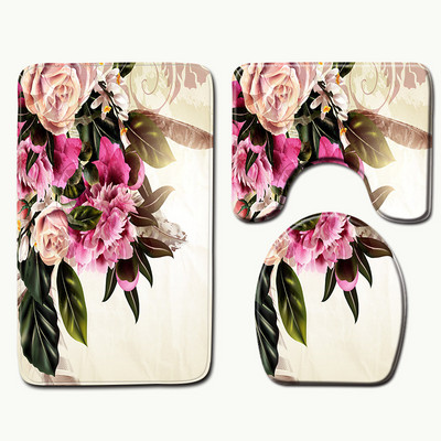 Zeegle Set prostirki za kupaonicu od 3 komada Protuproklizna mekana zahodska prostirka za noge Prostirka za WC U tip Poklopac Navlaka za WC školjku Podni tepih u kupaonici