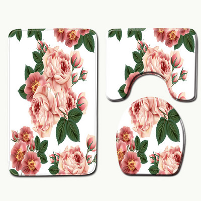 Zeegle Set prostirki za kupaonicu od 3 komada Protuproklizna mekana zahodska prostirka za noge Prostirka za WC U tip Poklopac Navlaka za WC školjku Podni tepih u kupaonici