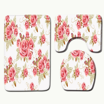 Zeegle Set prostirki za kupaonicu od 3 komada Protuproklizna mekana zahodska prostirka za noge Prostirka za WC U tip Poklopac Navlaka za WC školjku Podni tepih u kupaonici