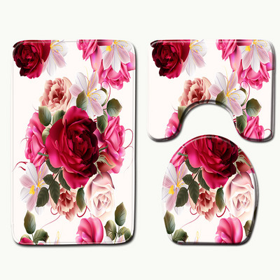 Zeegle Set prostirki za kupaonicu od 3 komada Protuproklizna mekana zahodska prostirka za noge Prostirka za WC U tip Poklopac Navlaka za WC školjku Podni tepih u kupaonici