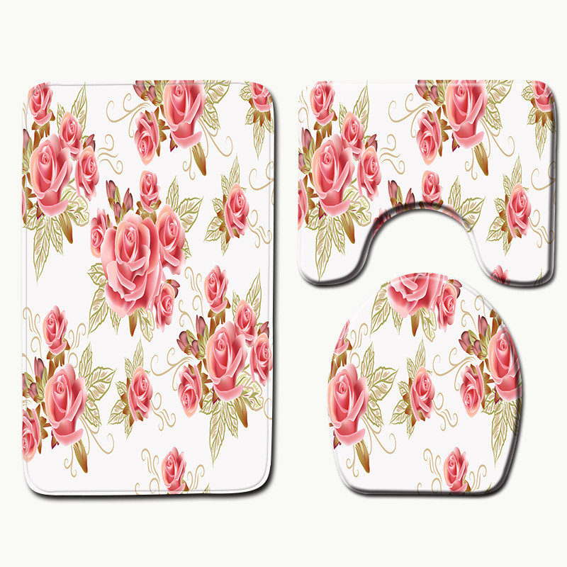 Zeegle Set prostirki za kupaonicu od 3 komada Protuproklizna mekana zahodska prostirka za noge Prostirka za WC U tip Poklopac Navlaka za WC školjku Podni tepih u kupaonici