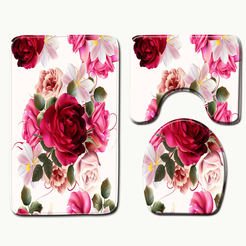 Zeegle Set prostirki za kupaonicu od 3 komada Protuproklizna mekana zahodska prostirka za noge Prostirka za WC U tip Poklopac Navlaka za WC školjku Podni tepih u kupaonici