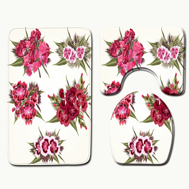 Zeegle Set prostirki za kupaonicu od 3 komada Protuproklizna mekana zahodska prostirka za noge Prostirka za WC U tip Poklopac Navlaka za WC školjku Podni tepih u kupaonici