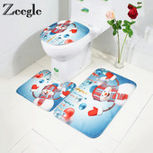Zeegle 3Pcs Kupaonska prostirka Božićni tepih za kupaonicu Neklizajuće kupaonske podne prostirke Kupaonske prostirke Prostirka za noge Upijajuća kupaonska prostirka