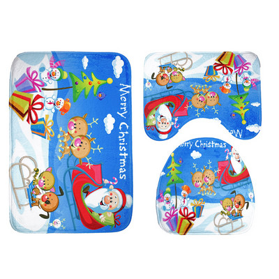 Zeegle 3Pcs Kupaonska prostirka Božićni tepih za kupaonicu Neklizajuće kupaonske podne prostirke Kupaonske prostirke Prostirka za noge Upijajuća kupaonska prostirka