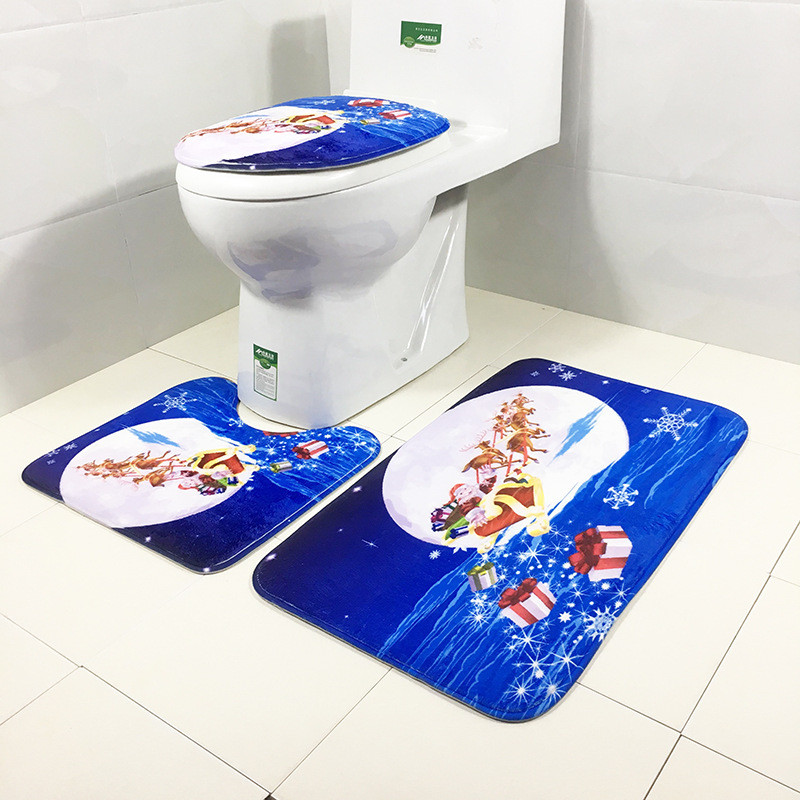 Zeegle 3Pcs Kupaonska prostirka Božićni tepih za kupaonicu Neklizajuće kupaonske podne prostirke Kupaonske prostirke Prostirka za noge Upijajuća kupaonska prostirka