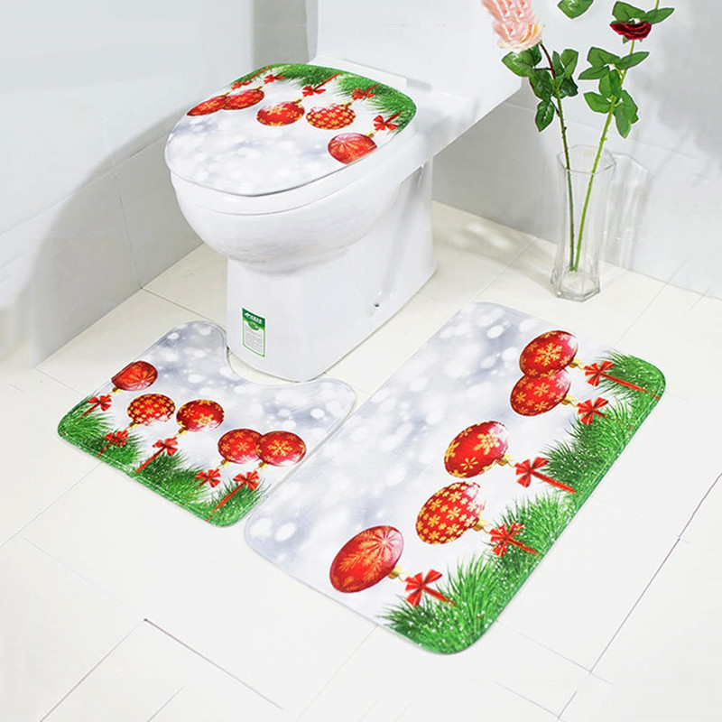 Zeegle 3Pcs Kupaonska prostirka Božićni tepih za kupaonicu Neklizajuće kupaonske podne prostirke Kupaonske prostirke Prostirka za noge Upijajuća kupaonska prostirka
