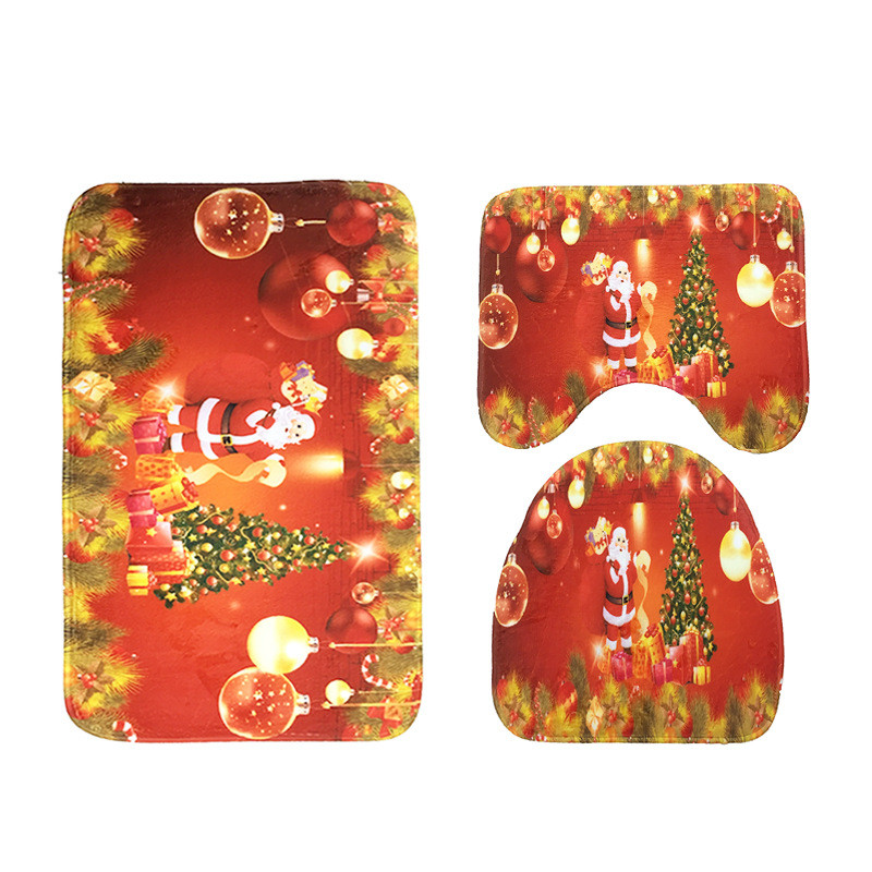 Zeegle 3Pcs Kupaonska prostirka Božićni tepih za kupaonicu Neklizajuće kupaonske podne prostirke Kupaonske prostirke Prostirka za noge Upijajuća kupaonska prostirka