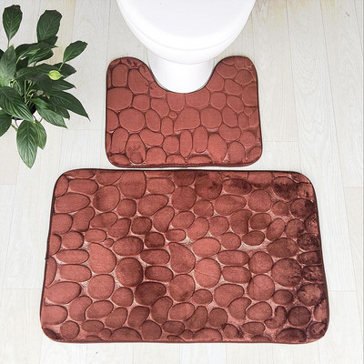 Zeegle Pebble Embossed 2Pcs/set Kupaonski tepisi Protuklizne kupaonske podne prostirke WC prostirke Set prostirki za kupaonicu Tepih za kupanje od memorijske pjene