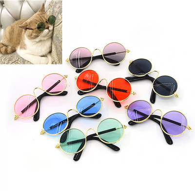 Kisállattermékek Szép Vintage kerek macska napszemüvegek Reflexiós szemüvegek kis kutyának macskáknak Háziállatok fotók Kellékek Kiegészítők