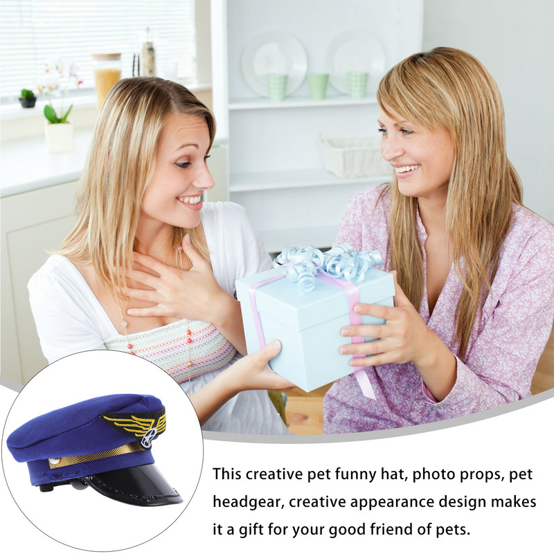 Šešir Pilot Pas Pet Kapetan CosplayCap Kostim Pokrivala za glavu Mačka Mini Pokrivala za glavu Policajac Zrakoplovna tvrtka Fancy Bakerboysailor haljina Dječja kapa