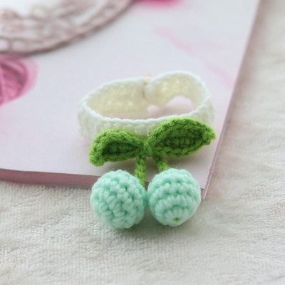 Heklani šal s ogrlicom od slatke trešnje, bijeli mače, pas, ogrlica, šal za kućne ljubimce, dodaci za mace, yorkija, čivavu